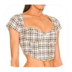 Danielle Guizio S plaid cotton corset top